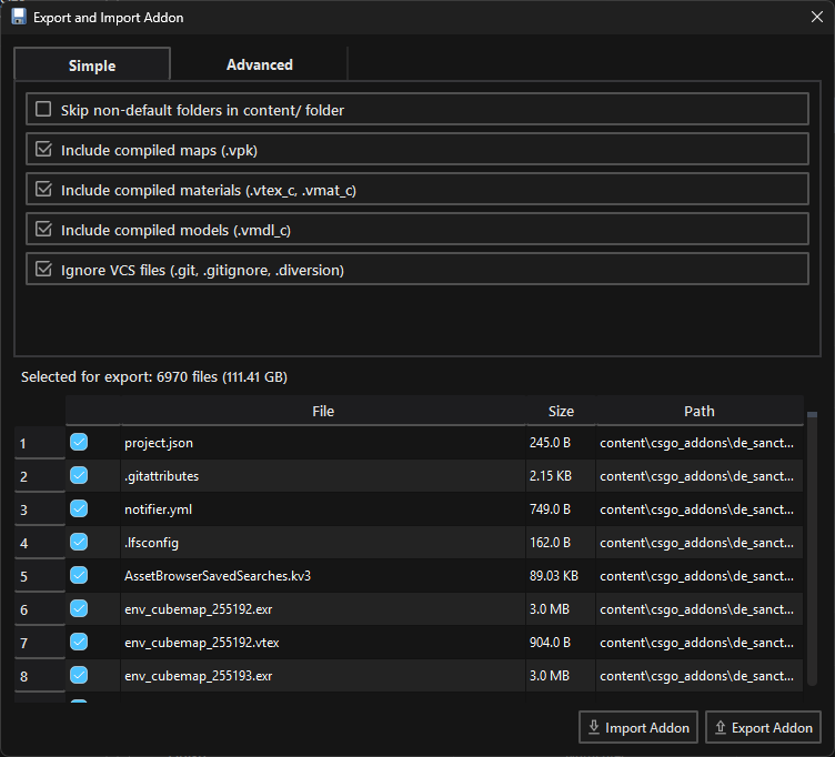 Export / Import Addon